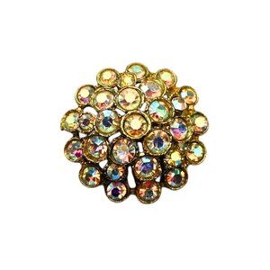 Vintage Aurora Borealis Rhinestone Cluster Dome Brooch 23G